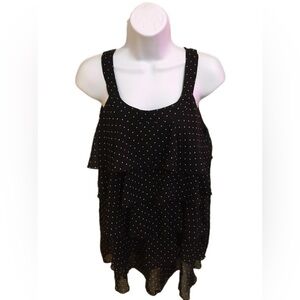 Chic Black Polka Dot Tiered Tank Top